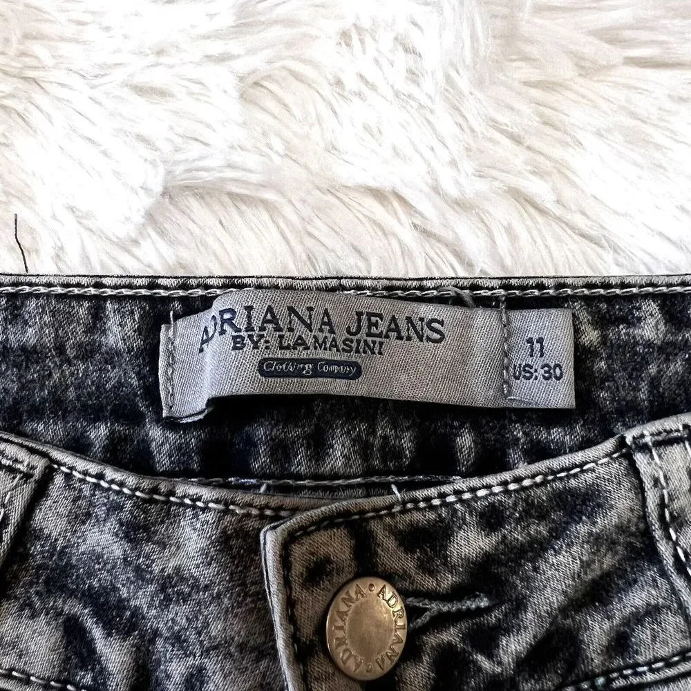 ADRIANA JEANS By LAMASINI Women's Jeans Ripped 5 Pockets Stretch Size 11